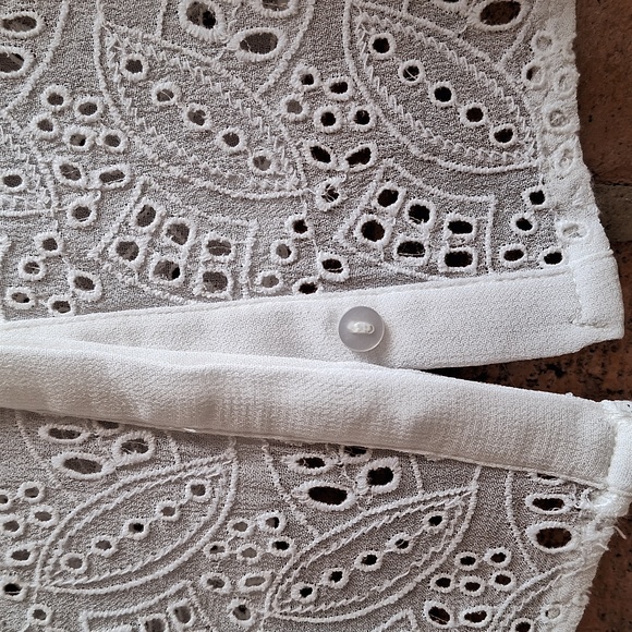 Zara Eyelet Gorgette Taxido Blouse - Picture 3 of 8